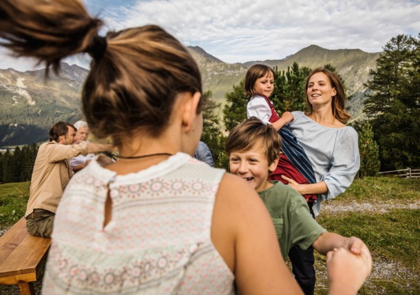     family at mountain pasture Grieralm 